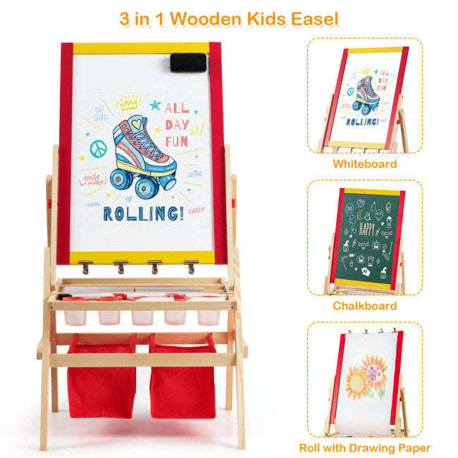 Art Easel for Kids, Double Sided, Blackboard and Whiteboard