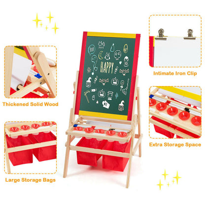 Art Easel for Kids, Double Sided, Blackboard and Whiteboard