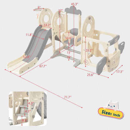 Swing-N-Slide with Bus Activity 4:1 Play Set with Basketball Hoop for Toddler (4 Colors)