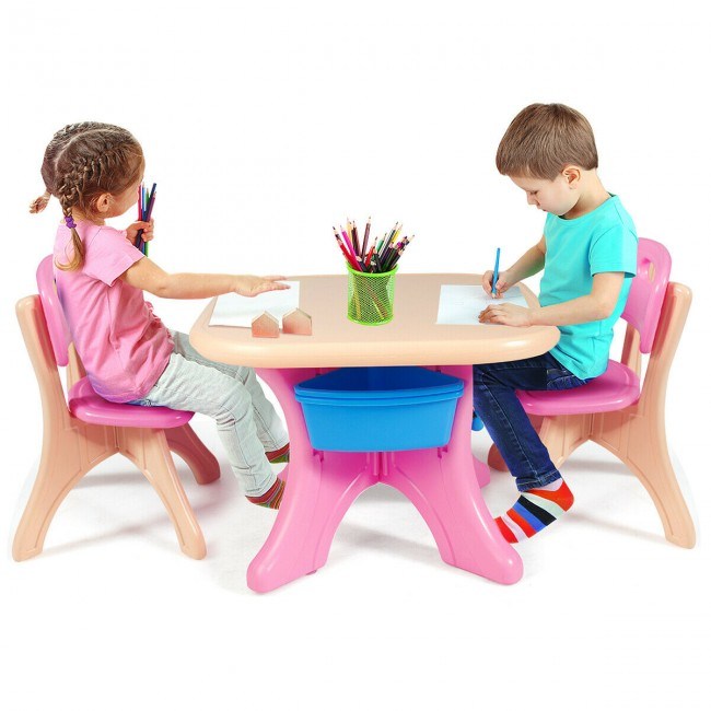 Table and Chair Play Set with Storage Box for Toddlers (3 Colors)