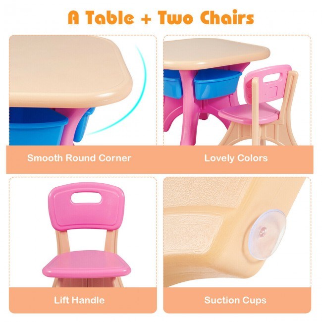 Table and Chair Play Set with Storage Box for Toddlers (3 Colors)