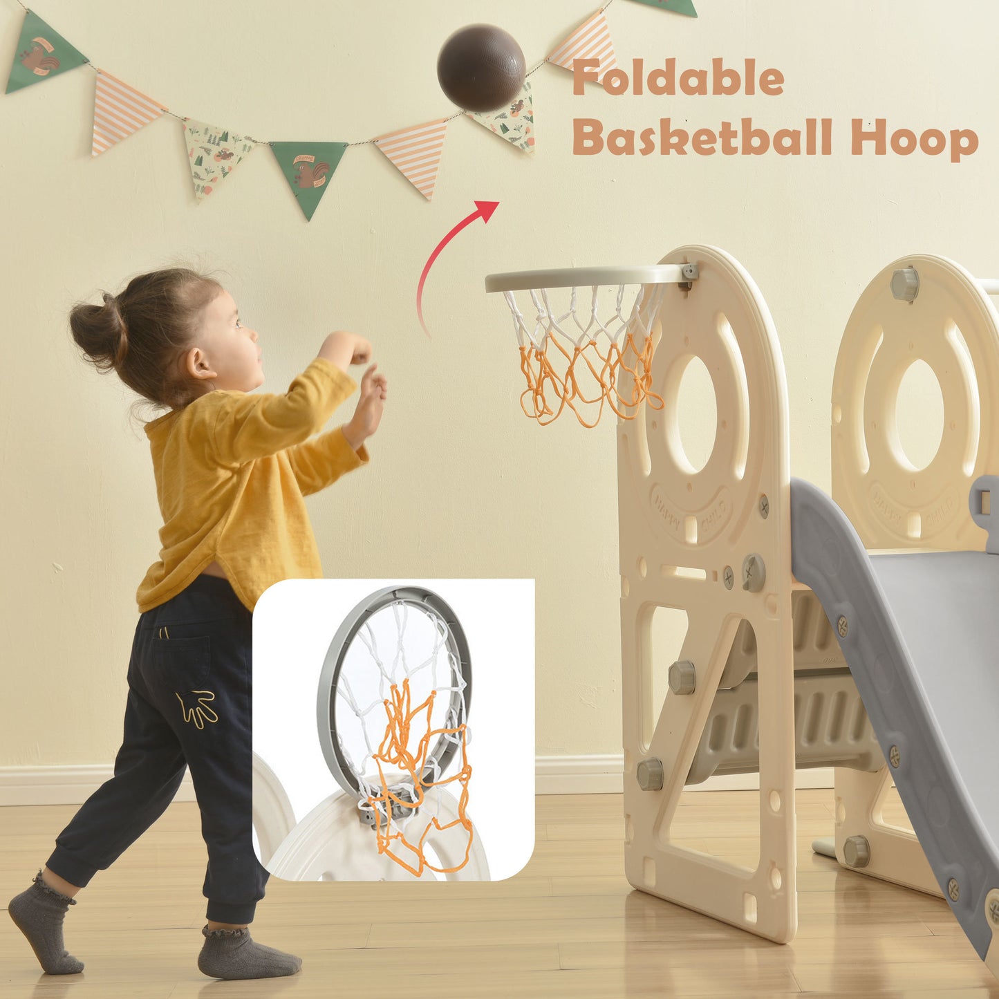 Swing-N-Slide with Bus Activity 4:1 Play Set with Basketball Hoop for Toddler (4 Colors)