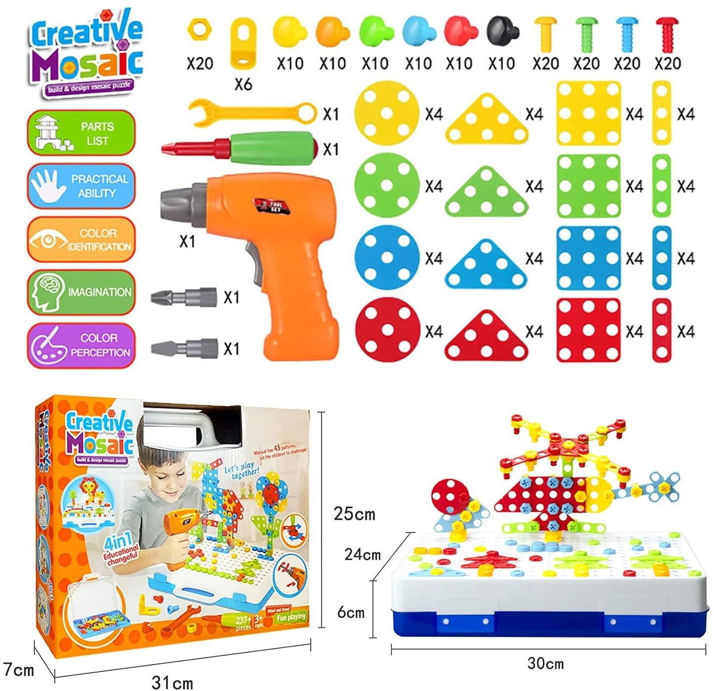 Creative Drill STEM Building and Construction Learning Set, 237 Piece