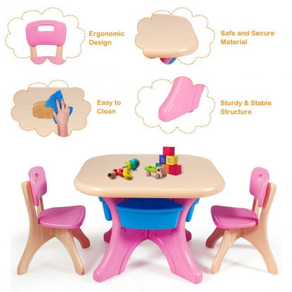 Table and Chair Play Set with Storage Box for Toddlers (3 Colors)