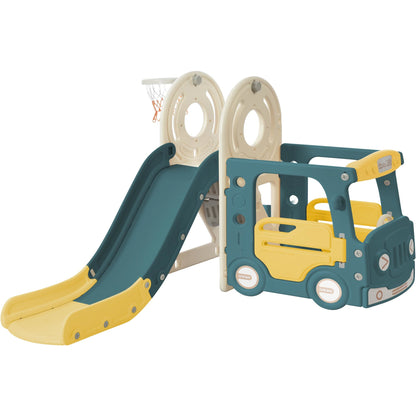 Bus Slide Set with Basketball Hoop for Toddlers (4 Colors)