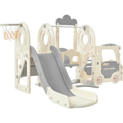 Swing-N-Slide with Bus Activity 4:1 Play Set with Basketball Hoop for Toddler (4 Colors)