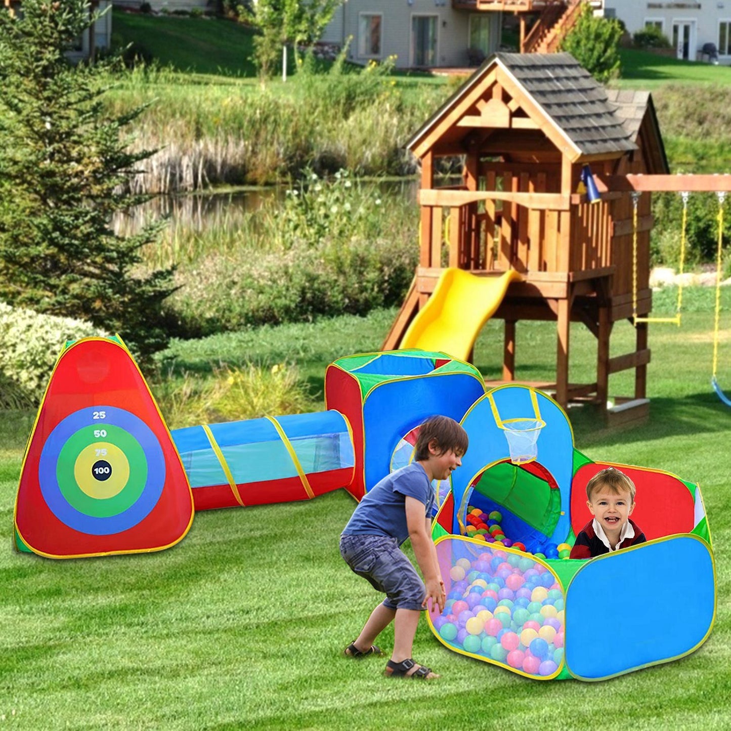 Easy Pop-Up Playhouse with Crawl Tents, Tunnels and Ball Pit