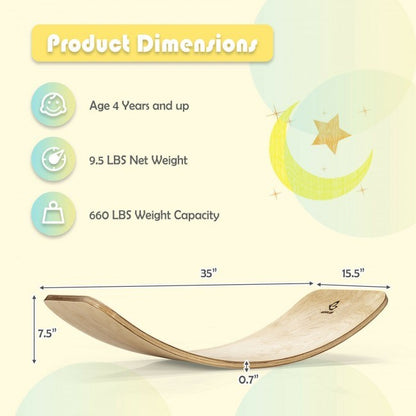 Wooden Wobble Exercise Balance Board for Kids and Adults 450-660 lbs