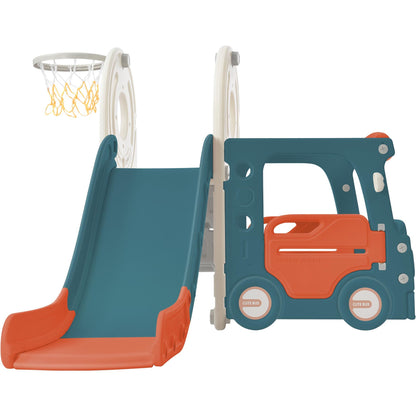 Bus Slide Set with Basketball Hoop for Toddlers (4 Colors)