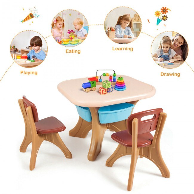 Table and Chair Play Set with Storage Box for Toddlers (3 Colors)