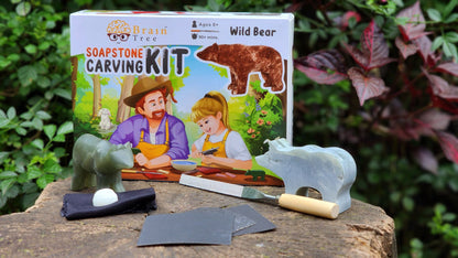 Soapstone Carving Kit for Kids and Adults, Wild Bear