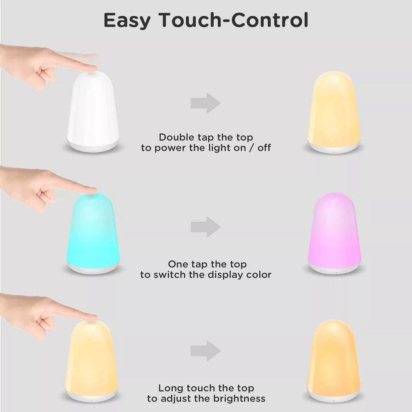 Touch Activated Rechargeable Bedside 6 Color Night Light