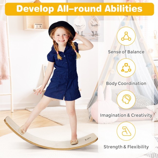 Wooden Wobble Exercise Balance Board for Kids and Adults 450-660 lbs