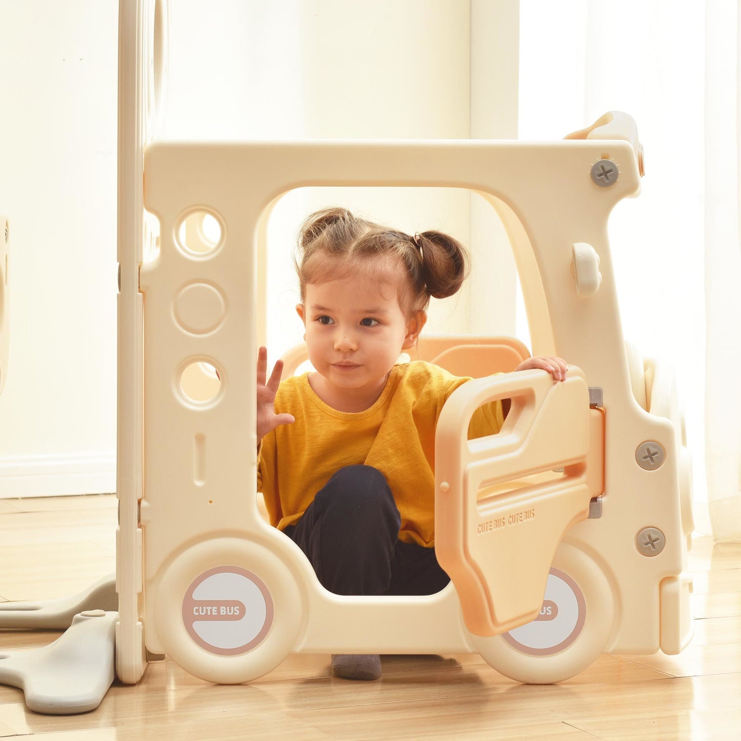 Bus Slide Set with Basketball Hoop for Toddlers (4 Colors)