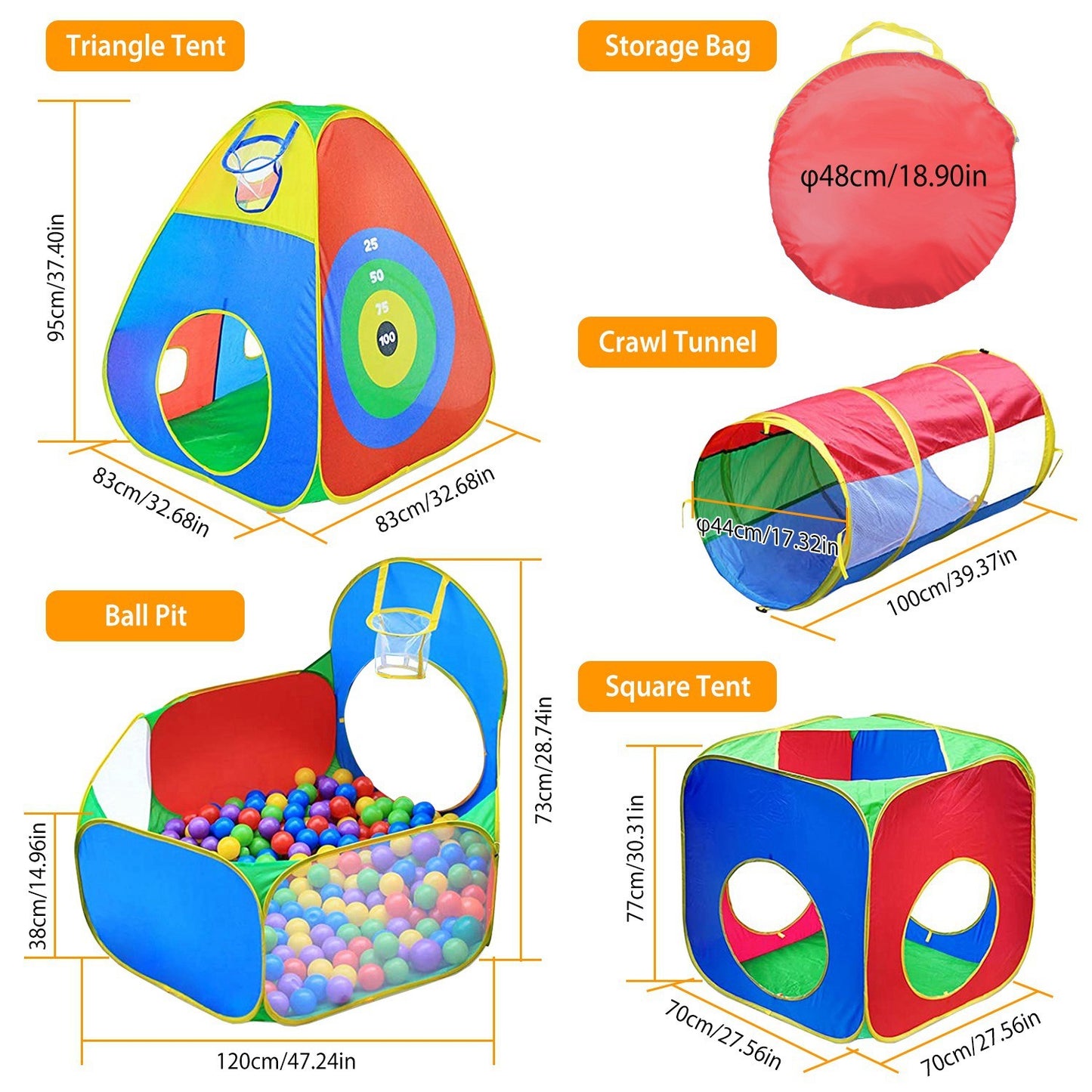 Easy Pop-Up Playhouse with Crawl Tents, Tunnels and Ball Pit