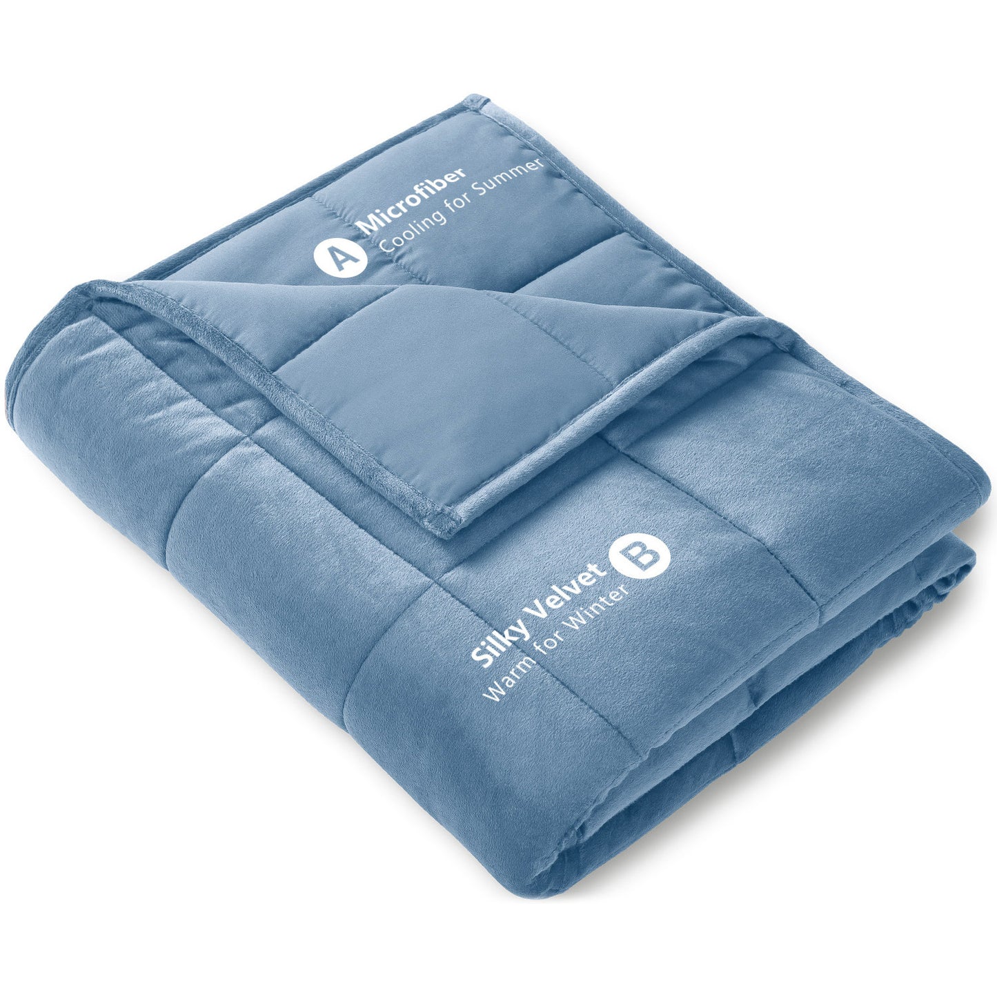 Weighted Blanket Reversible, Microfiber Material Blue 15lbs