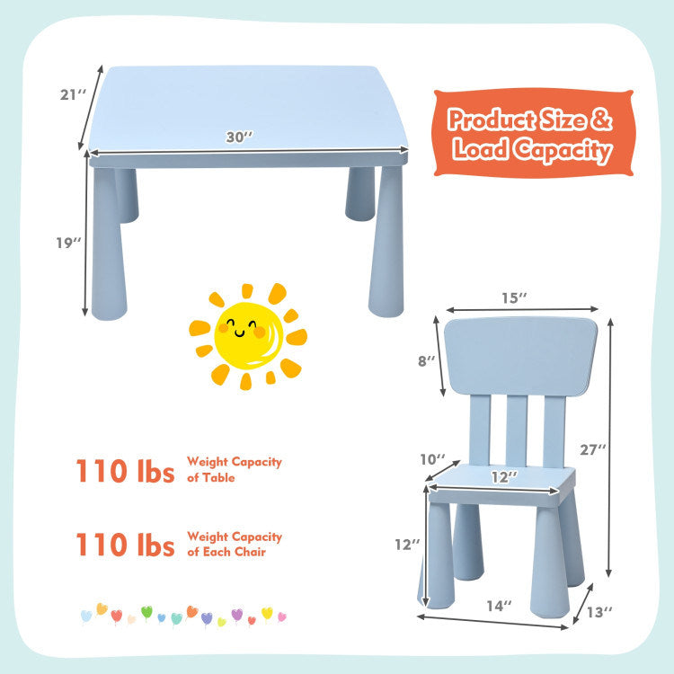 Table and Chair Multi Activity 3 Piece Set for Toddlers (4 Colors)