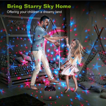 Star Moon Sky LED Projector Night Light, Rotating, Auto Shut-Off