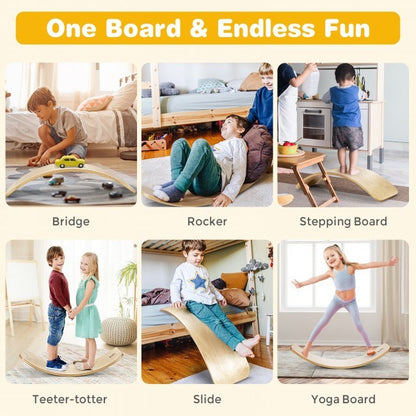 Wooden Wobble Exercise Balance Board for Kids and Adults 450-660 lbs