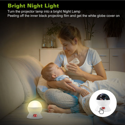 Star Moon Sky LED Projector Night Light, Rotating, Auto Shut-Off