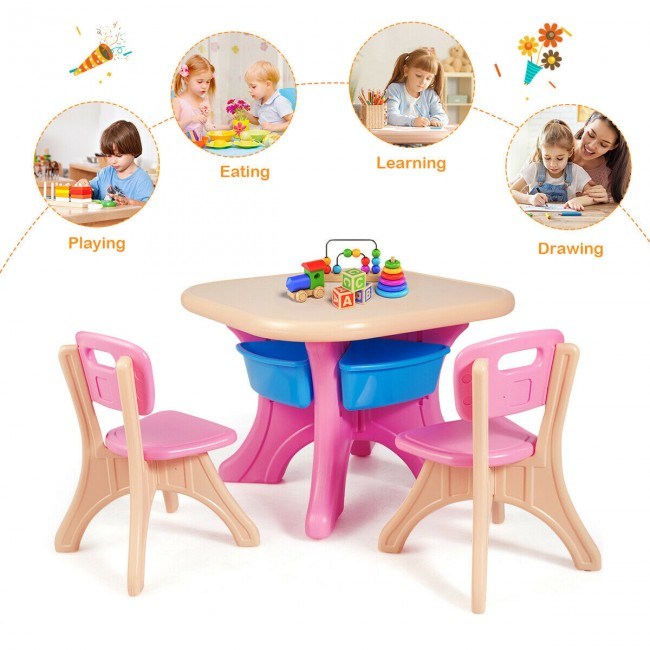 Table and Chair Play Set with Storage Box for Toddlers (3 Colors)