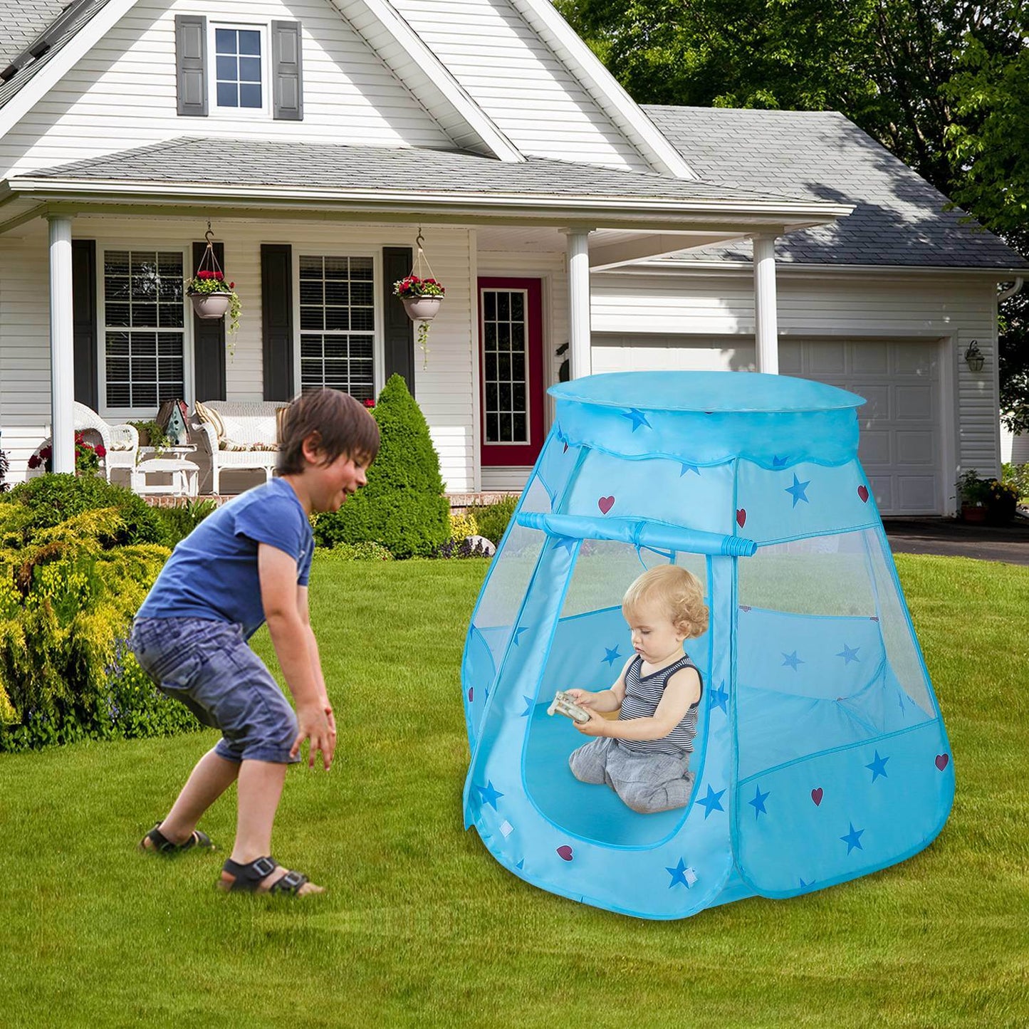 Kids Pop-Up Castle Tent Playhouse for Pink or Blue