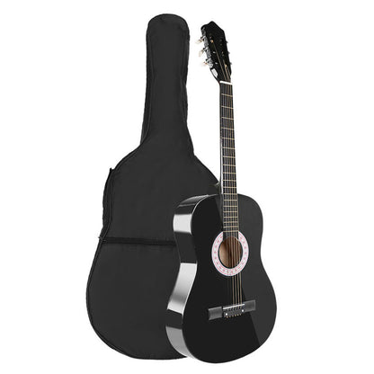 Six String Acoustic Steel Guitar Beginner with Guitar Bag, Black