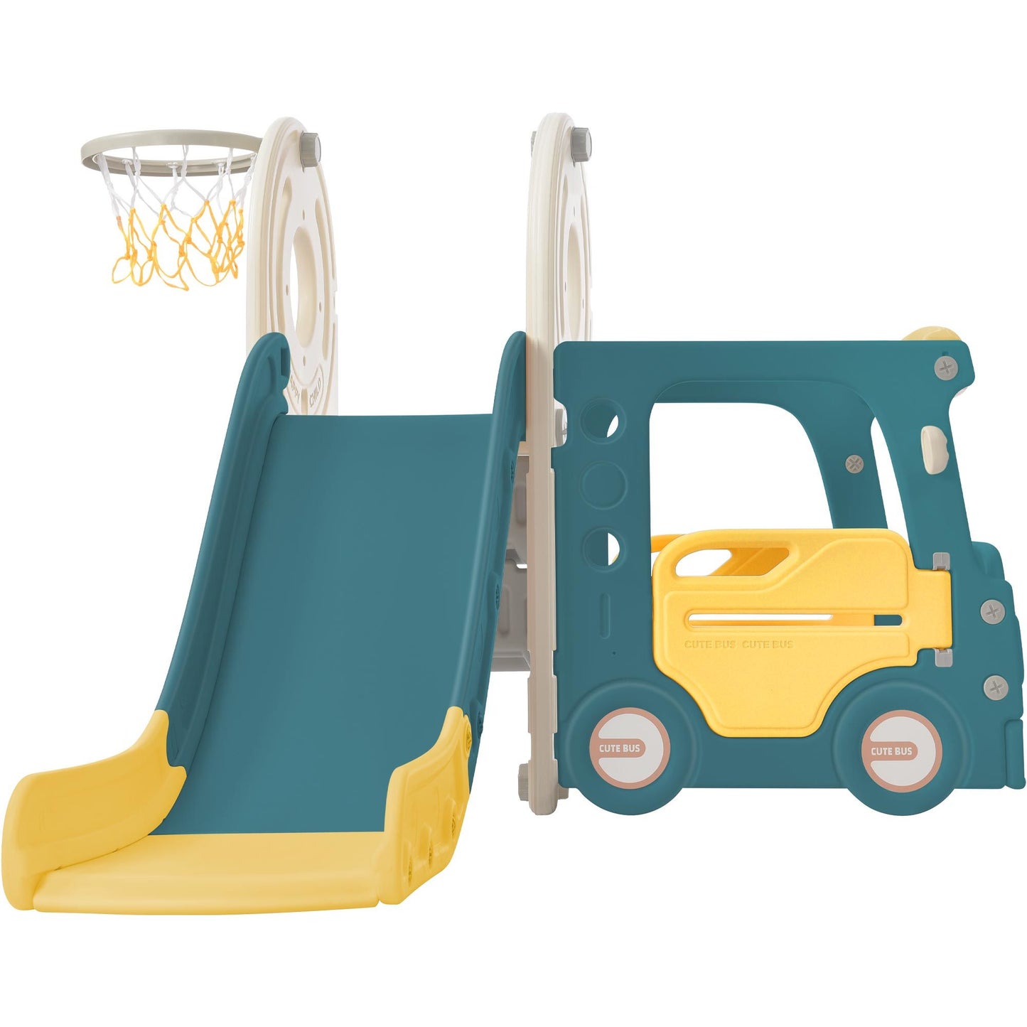 Bus Slide Set with Basketball Hoop for Toddlers (4 Colors)