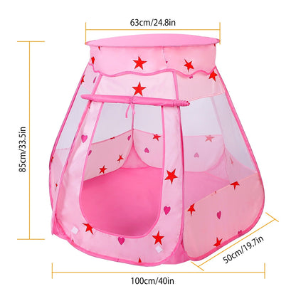 Kids Pop-Up Castle Tent Playhouse for Pink or Blue