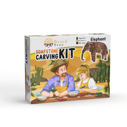 Soapstone Carving Kit for Kids and Adults, Elephant