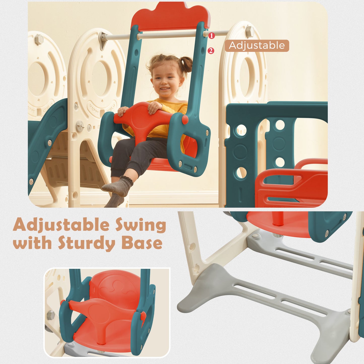 Swing-N-Slide with Bus Activity 4:1 Play Set with Basketball Hoop for Toddler (4 Colors)