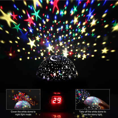 Star Moon Sky LED Projector Night Light, Rotating, Auto Shut-Off