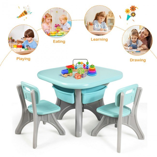 Table and Chair Play Set with Storage Box for Toddlers (3 Colors)