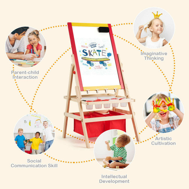 Art Easel for Kids, Double Sided, Blackboard and Whiteboard