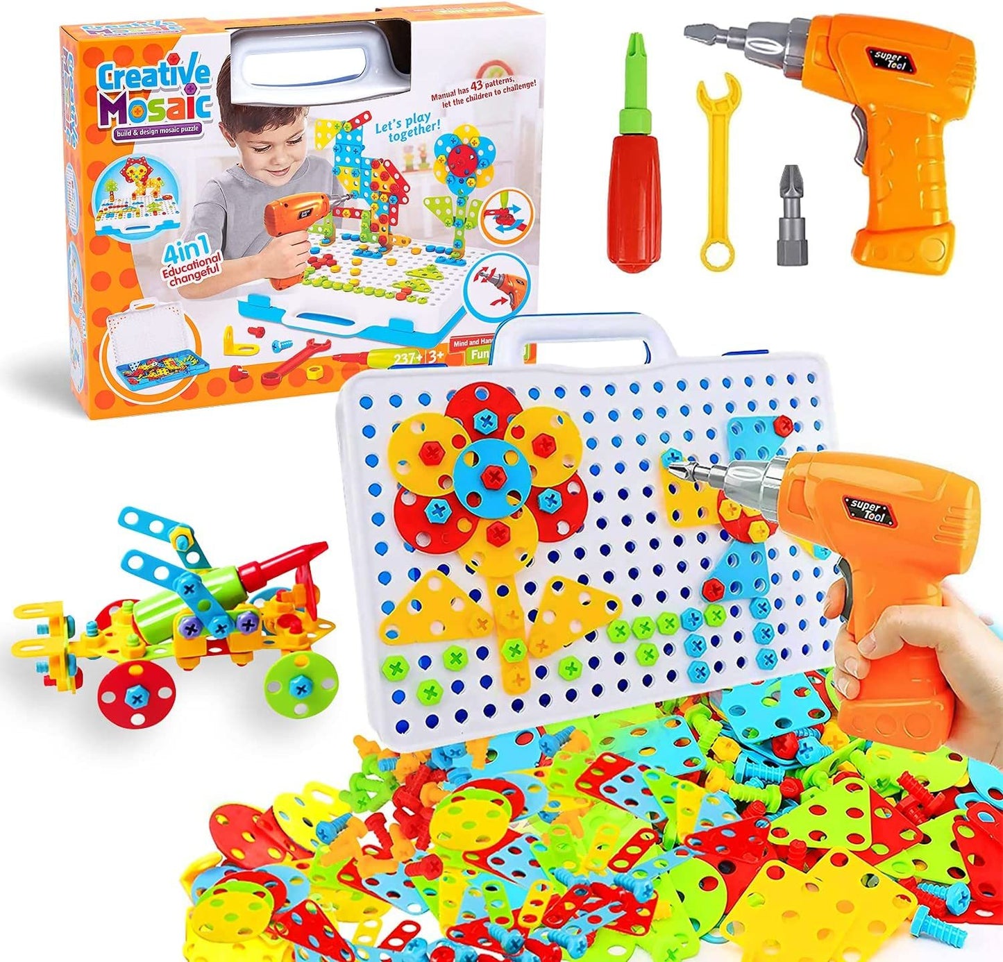 Creative Drill STEM Building and Construction Learning Set, 237 Piece