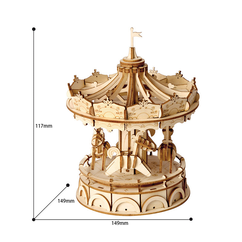 Wooden Robotime 3-D Merry-Go-Round Puzzle Teen and Adults