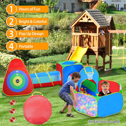 Easy Pop-Up Playhouse with Crawl Tents, Tunnels and Ball Pit