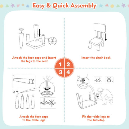 Table and Chair Multi Activity 3 Piece Set for Toddlers (4 Colors)