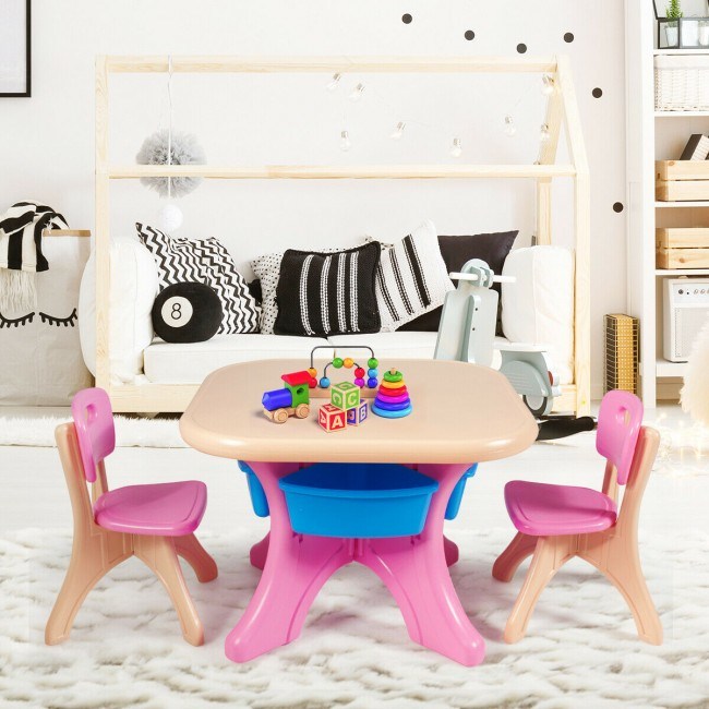 Table and Chair Play Set with Storage Box for Toddlers (3 Colors)