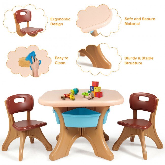 Table and Chair Play Set with Storage Box for Toddlers (3 Colors)