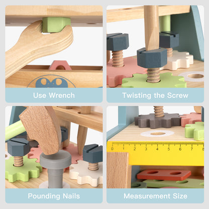 Wooden Mini Tool Workbench with Wooden Hardware for Toddlers