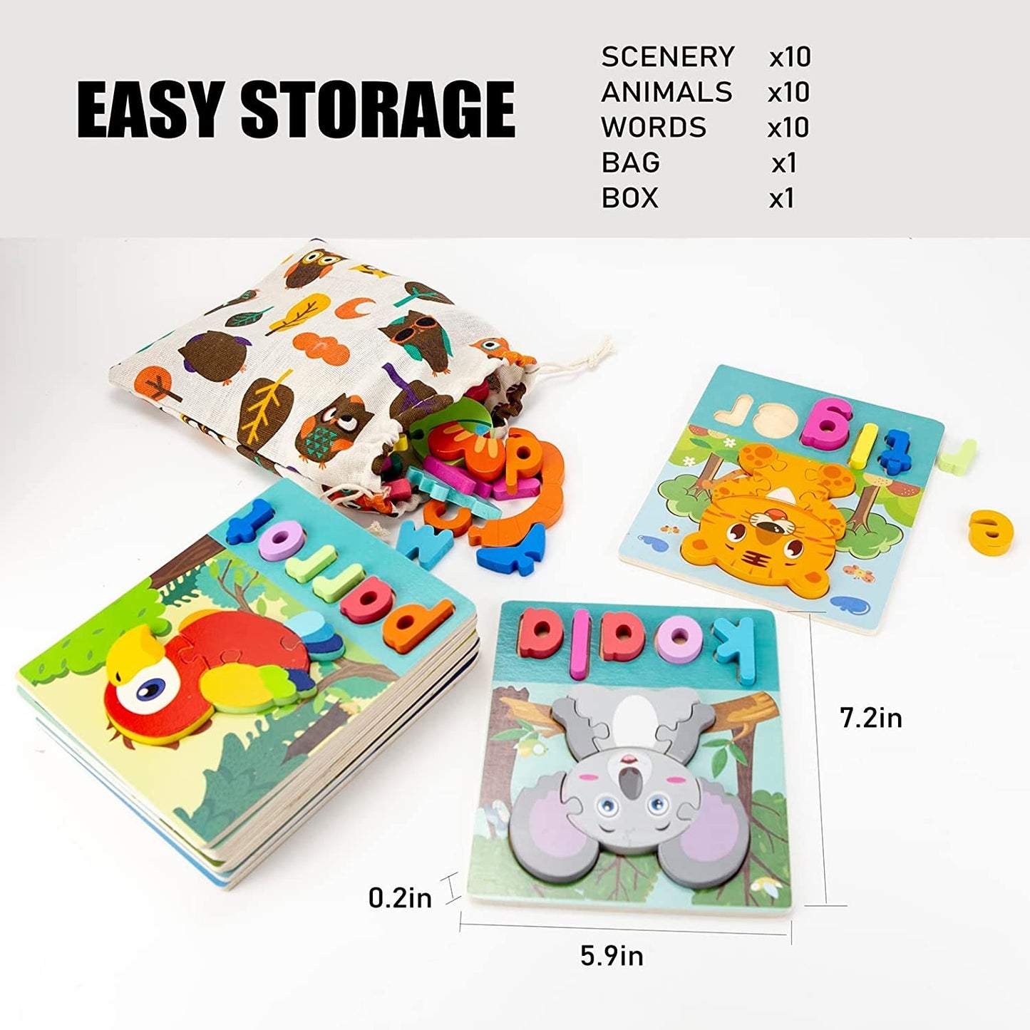 Montessori Colorful Wooden Safe Learning Toddler Puzzles