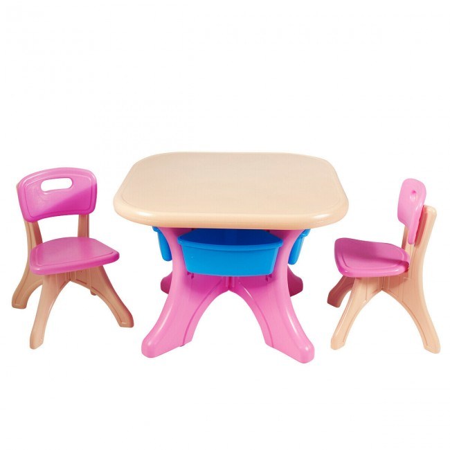 Table and Chair Play Set with Storage Box for Toddlers (3 Colors)