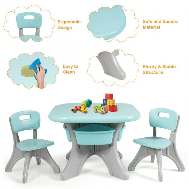 Table and Chair Play Set with Storage Box for Toddlers (3 Colors)