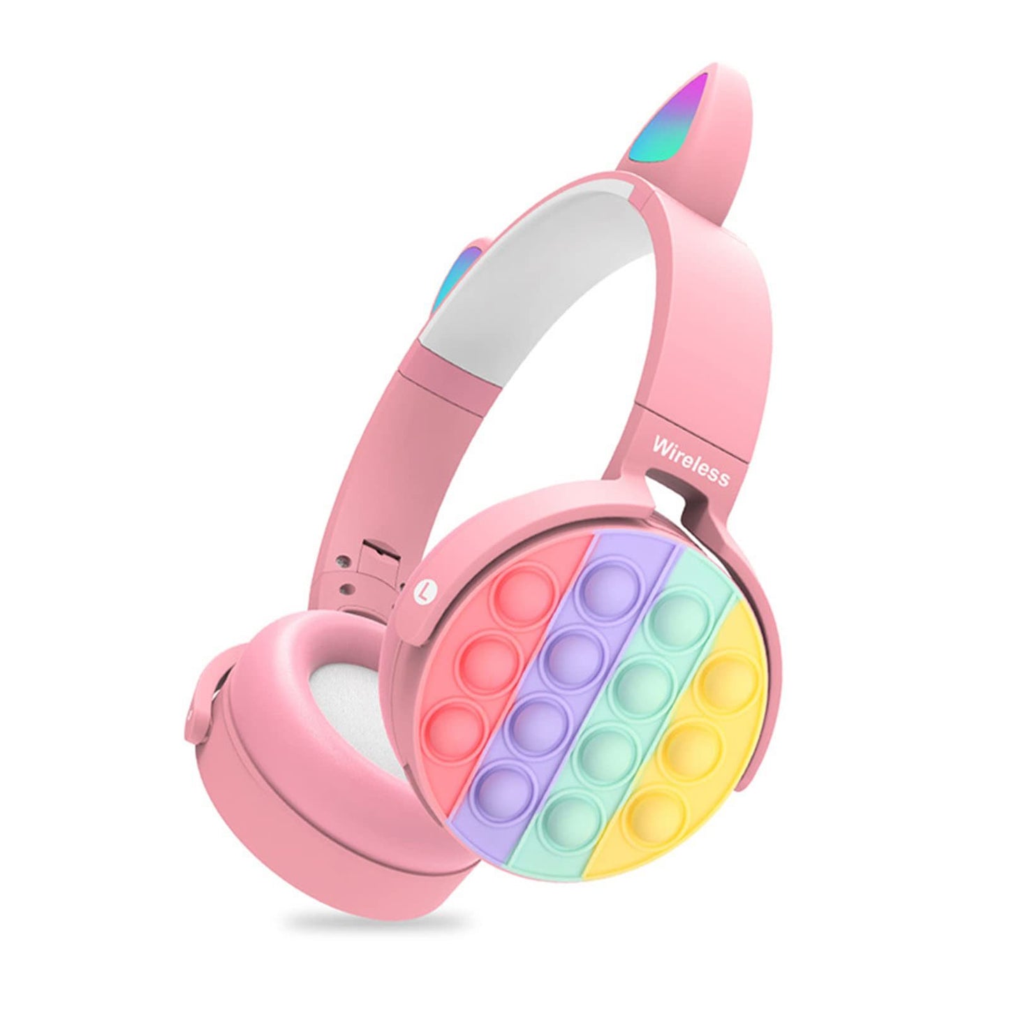 Pop Fidget Rainbow Cat Ear Wireless Bluetooth Headphones, Children and Adults