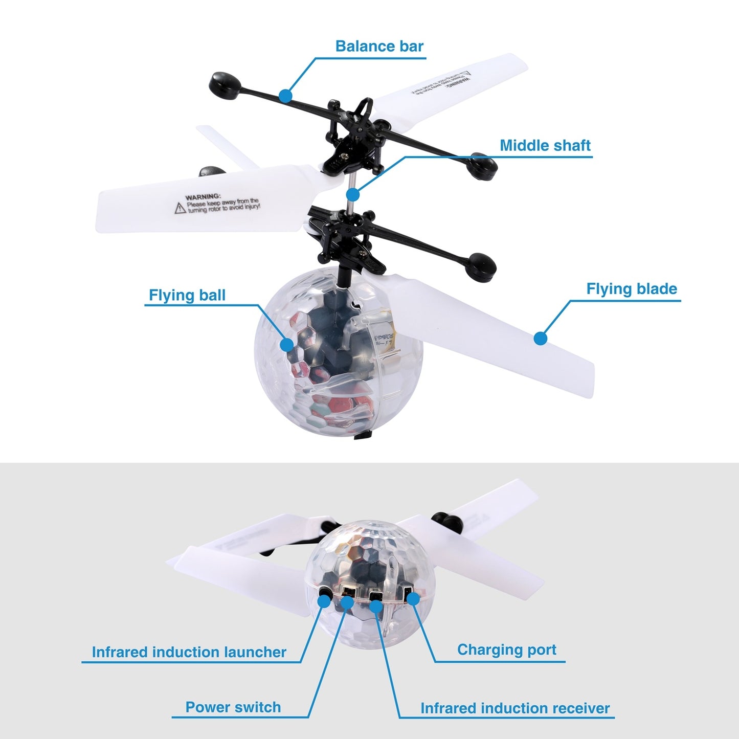 LED Drone Helicopter Flying Ball for Kids