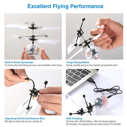 LED Drone Helicopter Flying Ball for Kids