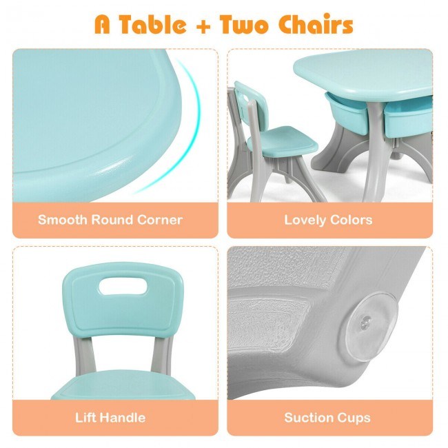 Table and Chair Play Set with Storage Box for Toddlers (3 Colors)